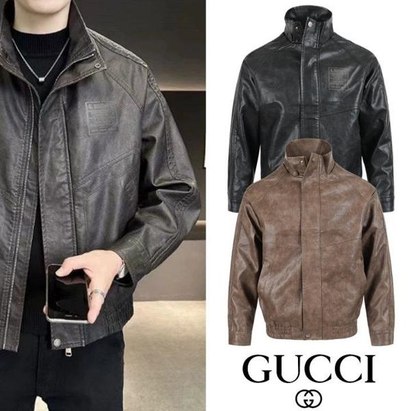 구* 레터링 사각로고 레더자켓