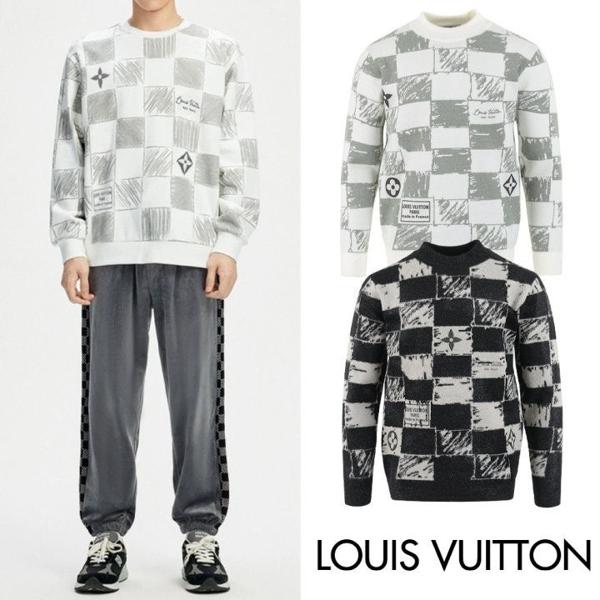 루* 다미에 자가드 모헤어 니트