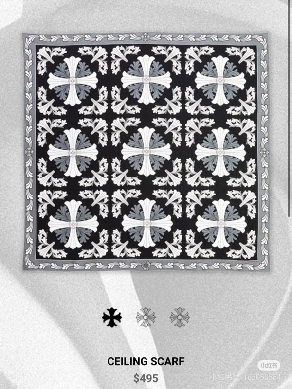 크* 시그니쳐 문양 블랙 사각 스카프