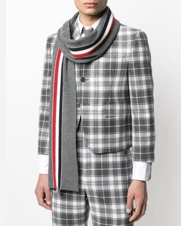 톰* 스트라이프 메리노 울 리브드 머플러 수입최고급