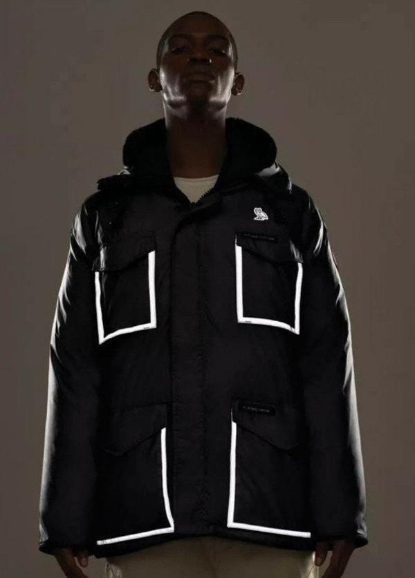 캐* x ovo 콜라보 리플렉티브 덕다운 패딩(오버핏)