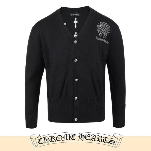 크* 실버 스티치 말굽 울 가디건