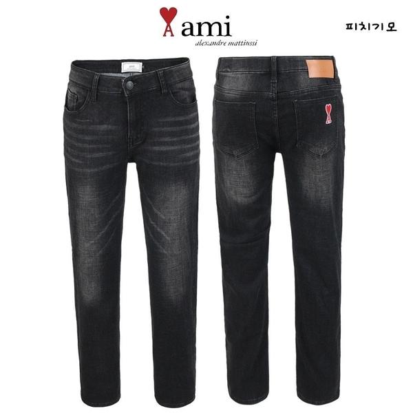 아* 안기모 블랙 히든밴딩 슬림일자팬츠