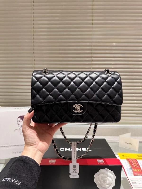 샤* 클래식 미듐 플랩백 램스킨 블랙 은장 A01112 풀박스 고급