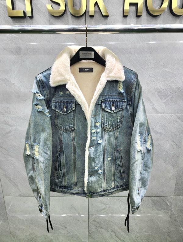 아** 빈티지 디스워싱 양털자켓