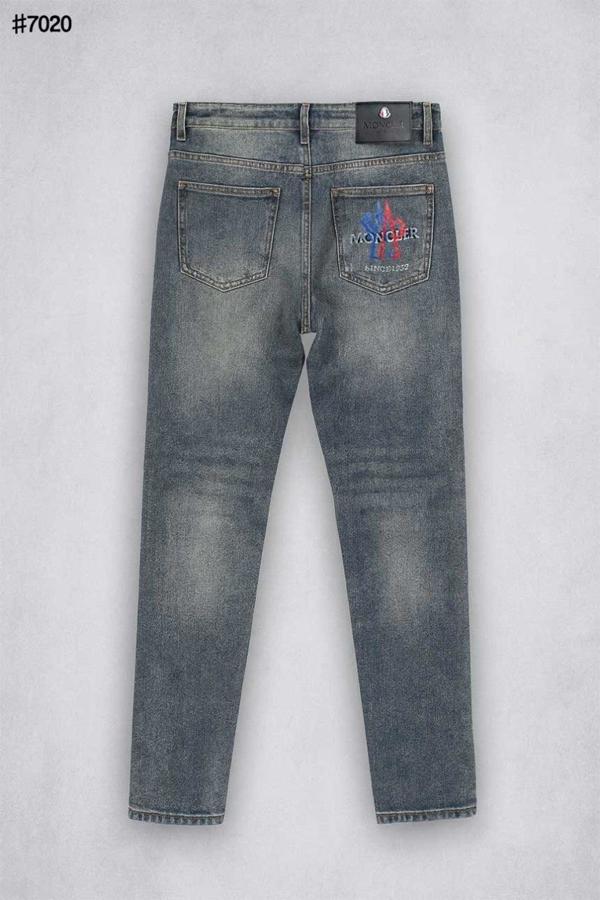 엠브로이드 모티프 포켓 로고 슬림핏 데님 팬츠