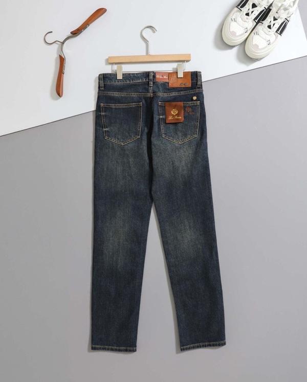 로* 피아나 수입 클래식 자수로고 워싱 스판 데님 팬츠