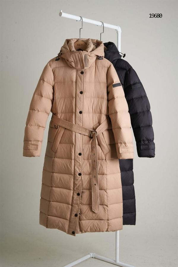 버** 여성 구스다운 벨티드 롱 패딩