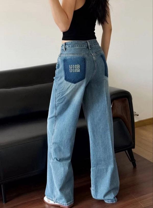 미*** 25 페이크 포켓 패치 로고 워싱 데님팬츠  수입