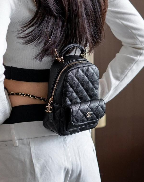 샤* 고급 24 크루즈 캐비어 탑핸들 미니 백팩