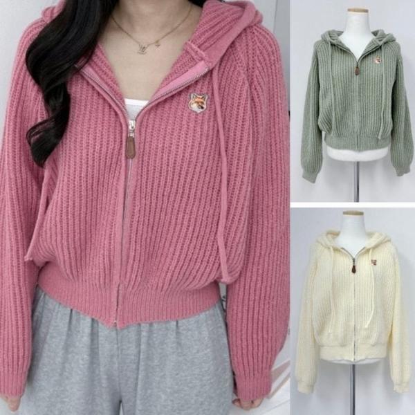 메* 키츠네 크롭니트 후드집업(여성)