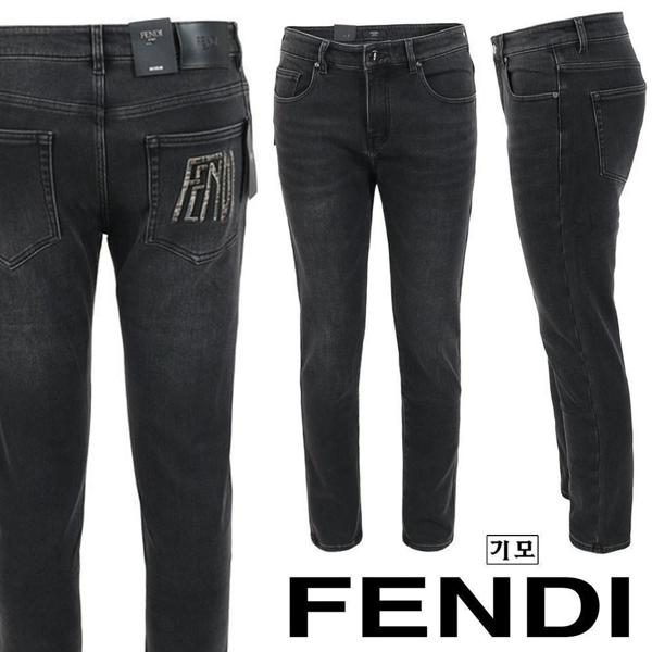 펜* 레터링 자수 로고 블랙 슬림 일자진 기모 원단