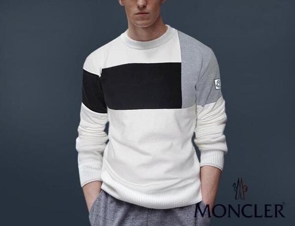 감마블루 블럭 배색 라운드 니트