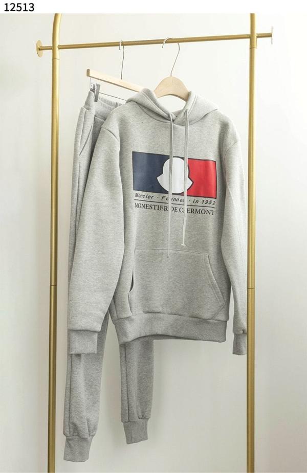 삼색 프린팅 코튼 기모 후드 조거셋