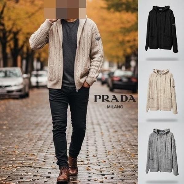 프** 꽈배기 울 후드 집업