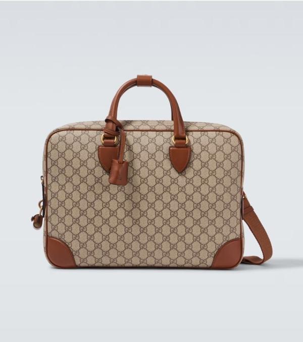 구* GG 엠블럼 미디움 브리프케이스 베이지 다크 브라운