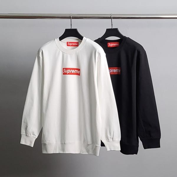 슈** 레드박스로고 코튼 맨투맨