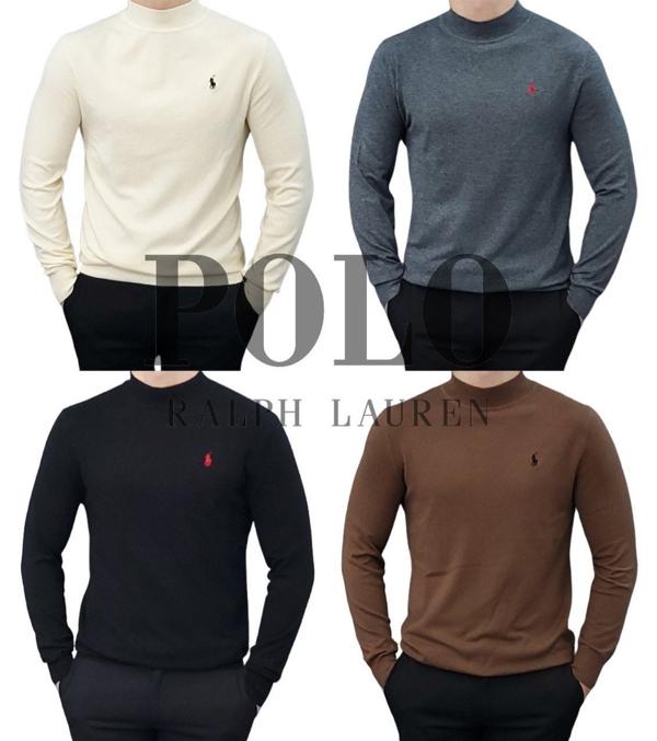 폴* 포니 자수 캐시미어 울 하프 터틀넥