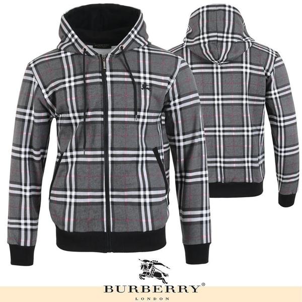 버** 기마 자수 체크 후드 집업