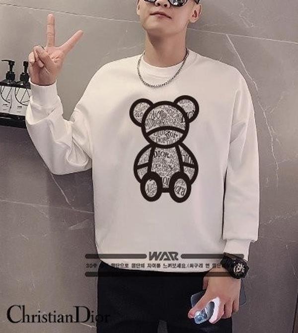 디* 곰돌이 낙서 레터링 밍크양기모 티셔츠