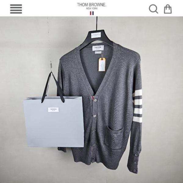 톰* 사선 캐시미어 가디건 진그레이