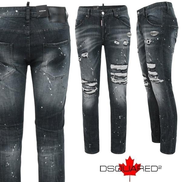 디**** 스틸로고 데미지 블랙 슬림 일자진 봄 신상