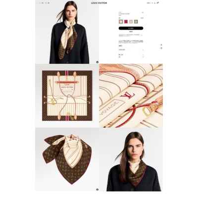 루* 트렁크 사각 모노그램 아이보리 스카프