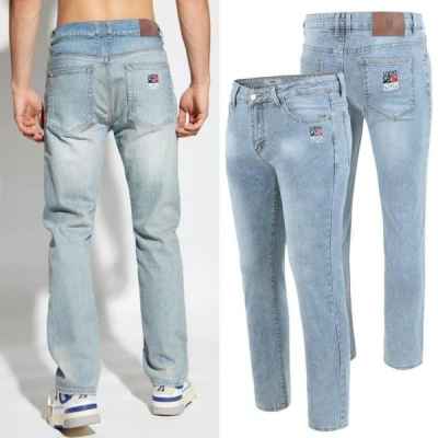 로** 컬러 아나그램자수 워싱 청바지