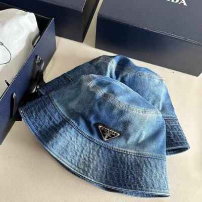 프** 삼각로고 데님 버킷햇