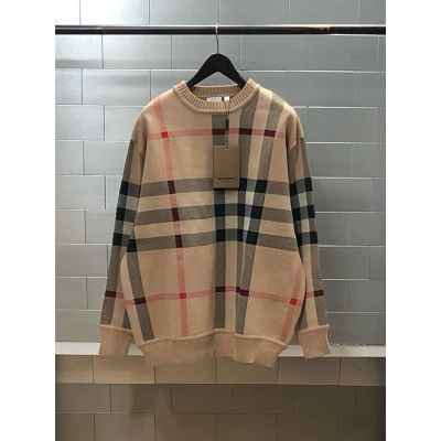 버** 울 체크 니트