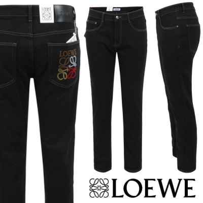 로** 컬러 아나그램 부클 블랙 슬림 일자진 기모 원단