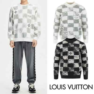 루* 다미에 자가드 모헤어 니트