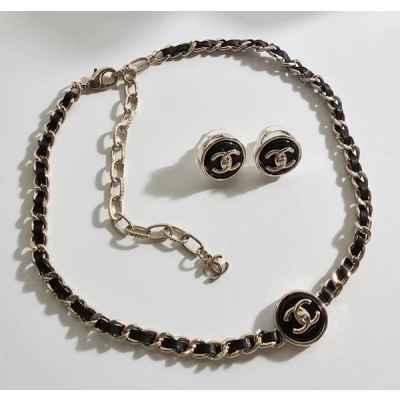 샤* 코인 레더 초커 이어링