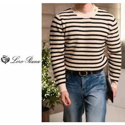 로* 피아나 최고급 스트라이프 견장니트