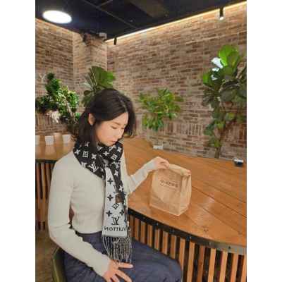 루* 캐시실크 모노그램 양면 머플러