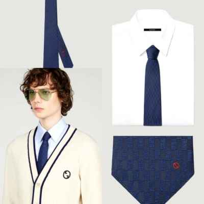 구* 기하학적 실크 자카드 넥타이