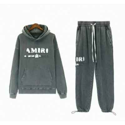 아** 워싱 자수로고 후드 조거 세트