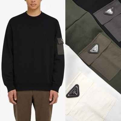 프** 배색 포켓 기모 맨투맨