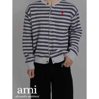 아* 자수로고 단가라 라운드넥 가디건