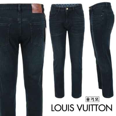 루* 시그니처 로고 진청 슬림 일자진 융 기모 원단