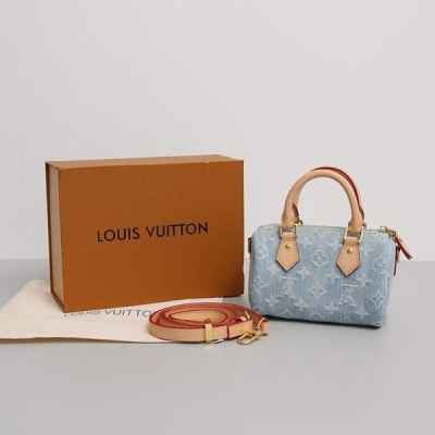 루* 나노 스피디 데님 모노그램 토트 크로스백