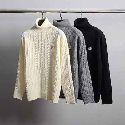 메* 키츠네 폭스헤드 케이블 터틀넥 니트